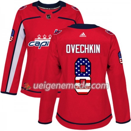 Dame Eishockey Washington Capitals Trikot Alex Ovechkin 8 Adidas 2017-2018 Rot USA Flag Fashion Authentic